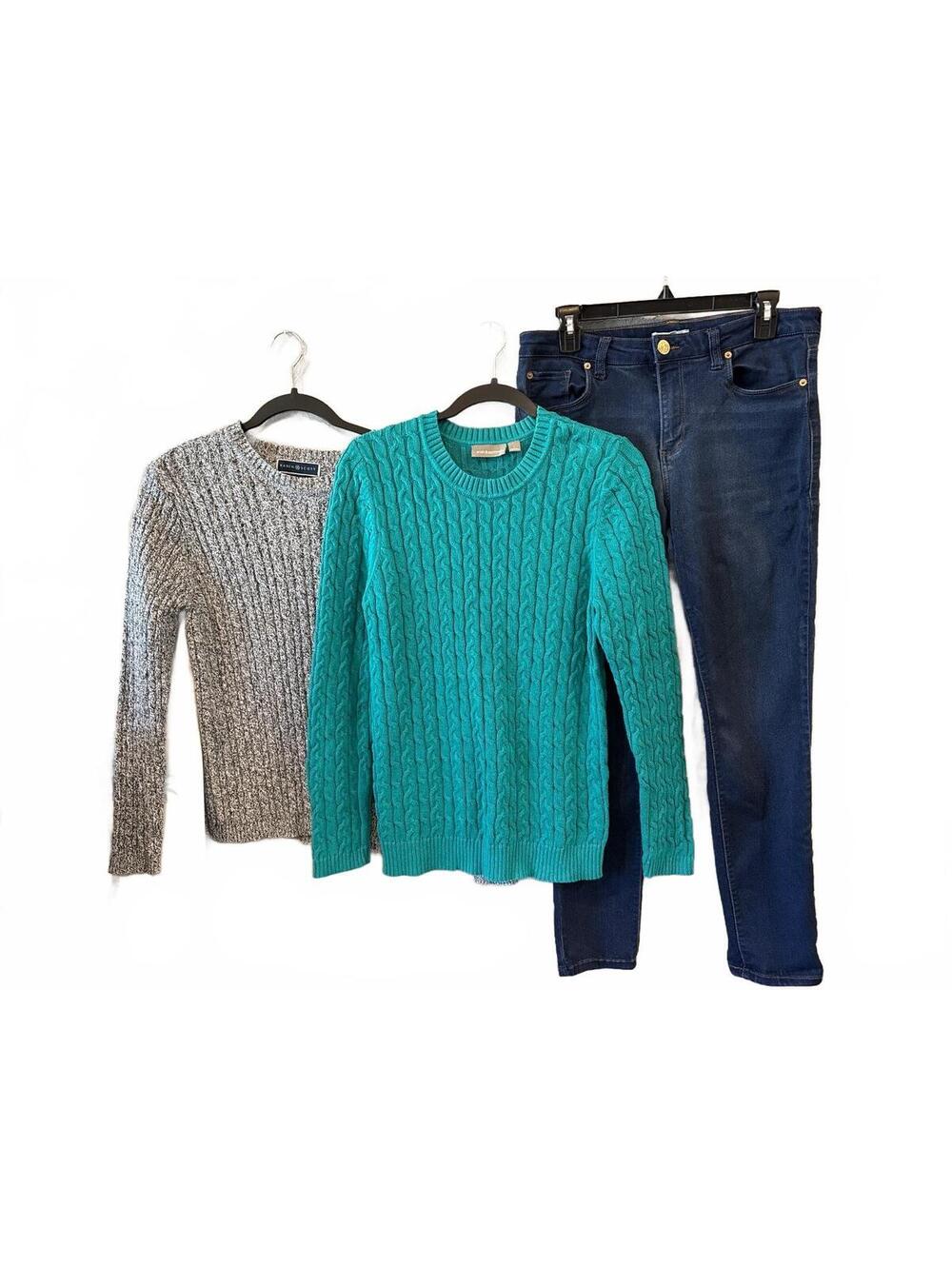 Women's Sweater and Jeans Bundle - Croft & Barrow, Karen Scott, sts blue